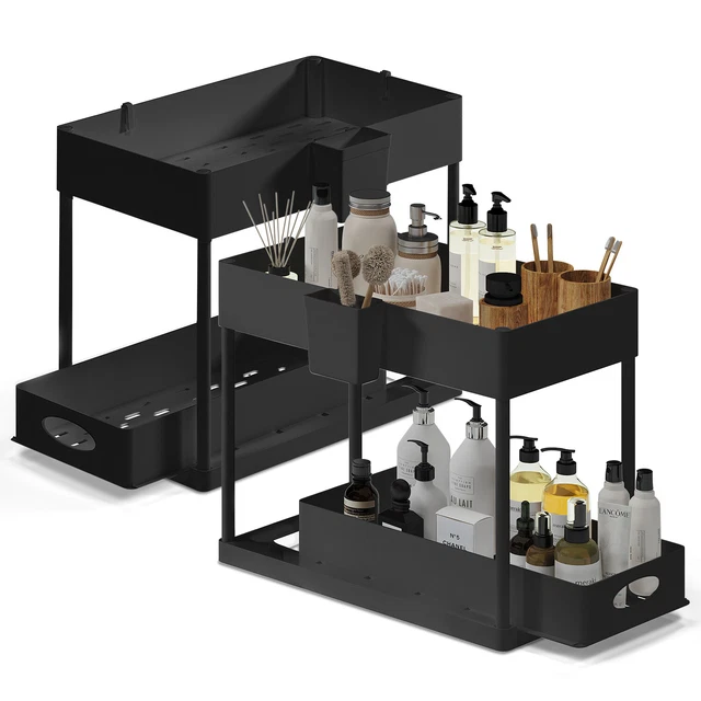 UNDER SINK ORGANIZER with 2 Tier Sliding Drawers Bathroom