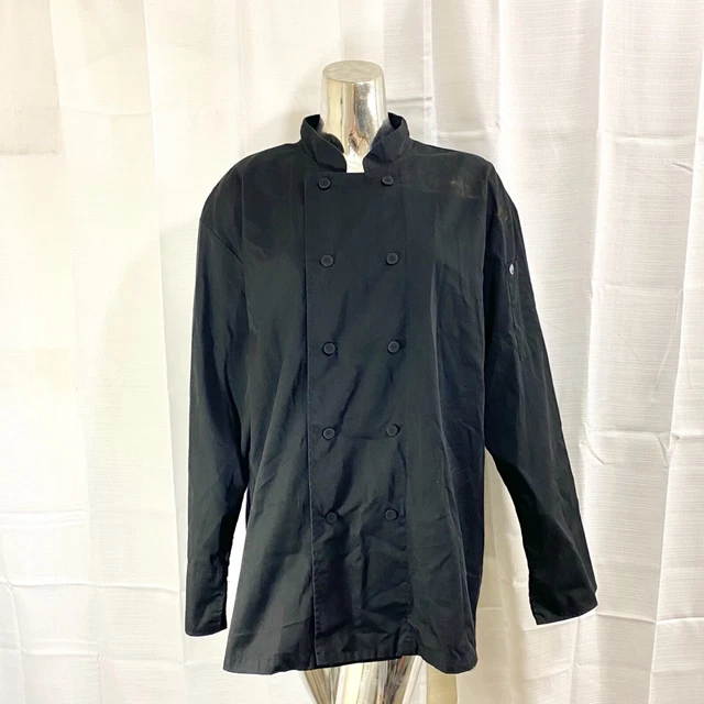 Chefworks Womens Black Long Sleeve Button Up Chef Coat Size 2XL