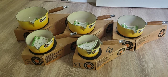 LE CREUSET  Yellow  Ombre /Sun  New In Box No Lids Size 14/16/18/20/22