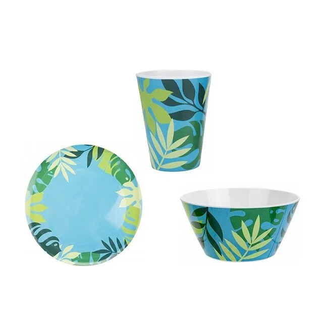 Tropical Design Melamine Plastic Cup Bowl Plate Or Whole Set Outdoor Dining BBQ