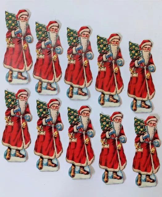 Vintage 1930 German SANTA CLAUS WS Schultz Embossed Diecut Scrap Papers