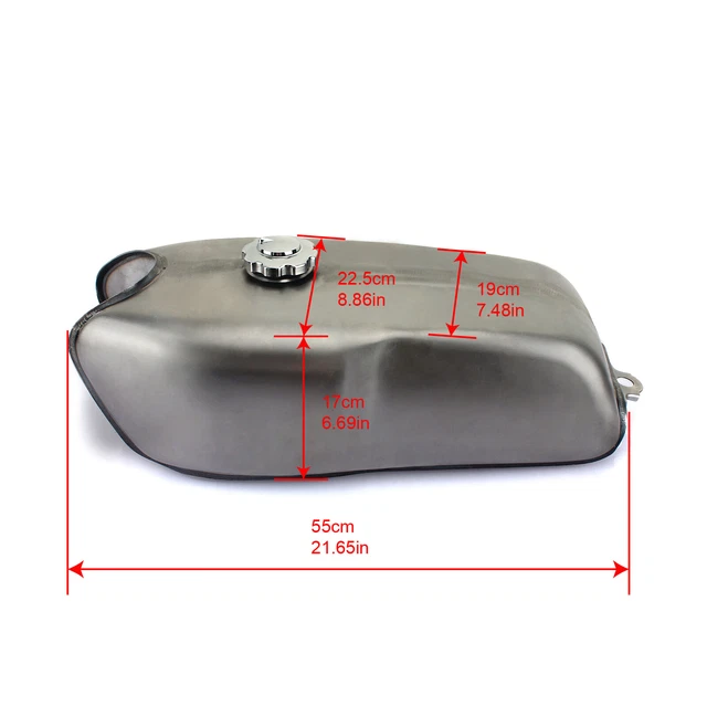 Réservoir Café Racer 9L/2.4 Gal Pour Yamaha RD50 RD350 RD400 - Acier, Couleur Argent