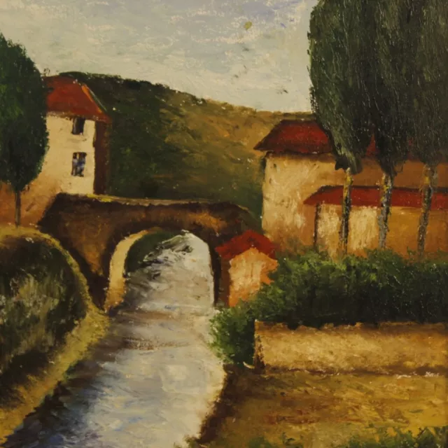 Pintura cuadro paisaje firmado estilo antiguo impressionista oleo lienzo marco