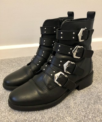 Studded Buckle Ankle Biker Boots 