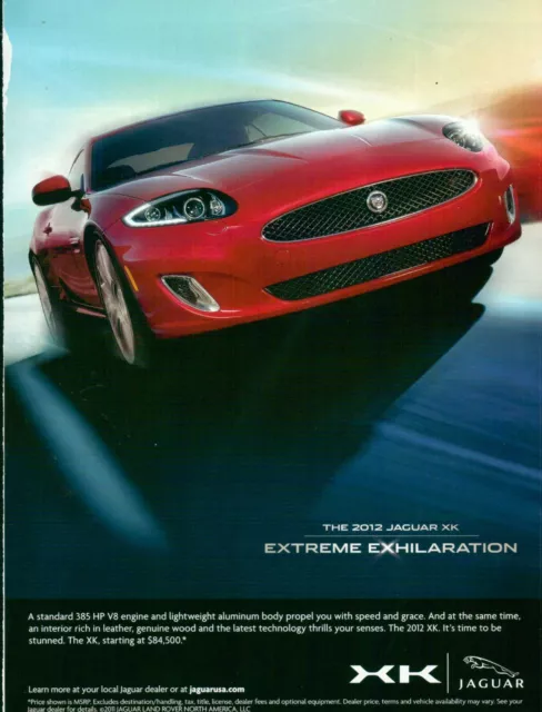 JAGUAR XK Car Magazine Print Ad VTG 2012 1pg