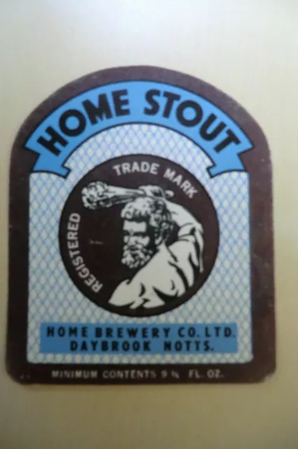 Mint Home Brewery Daybrook Notts Home Stout Brewery Beer Bottle Label