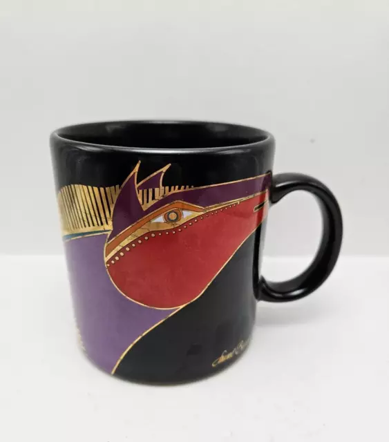 Laurel Burch Moroccan Horses Ceramic Coffee Mug Gold Red Purple On Black