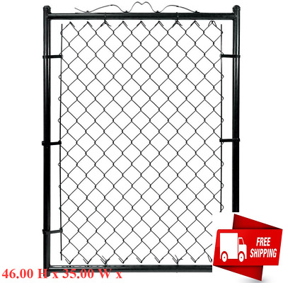 Large 4' x 3'3" Gate Flat Top Black Galvanized Steel Chain Link Fence Wide Walk