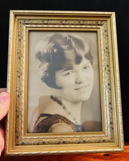 Vintage Ornate Gold Floral Photo Picture Frame Made in Mexico Old Photo Of Lady