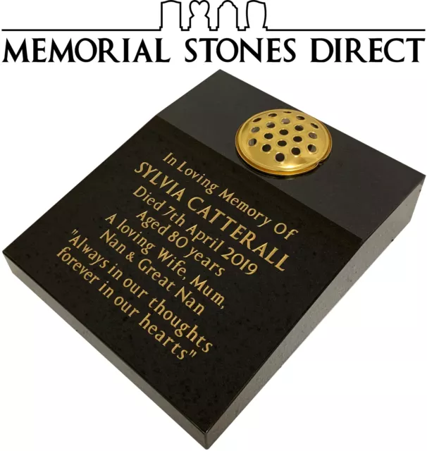 18" x 15" Black Granite Memorial Vase Wedge Grave Headstone Plaque Marble Stone