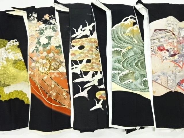 40915# Japanese Kimono / Antique Tomesode / Set Of 5