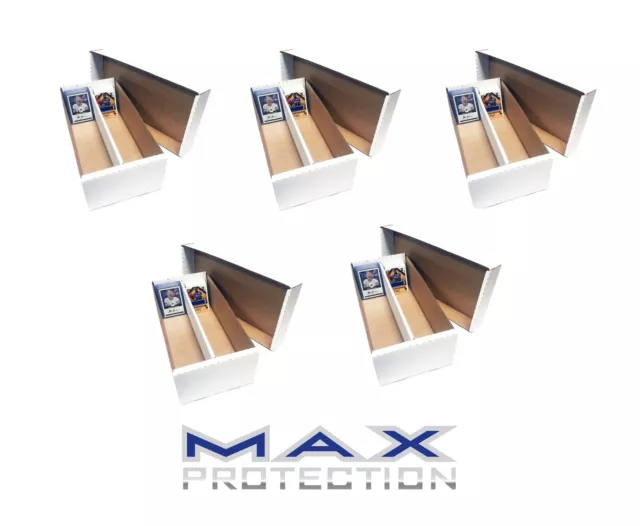 5-Pack Max Pro 1600 Trading Card Shoe Storage Box Holds 300 Toploads - USA Made