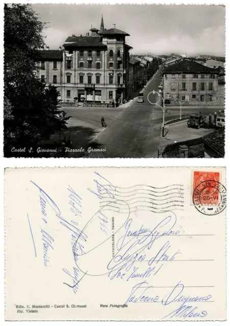 Emilia Romagna Piacenza CASTEL S. GIOVANNI - P.za Gramsci 1955 viaggiata