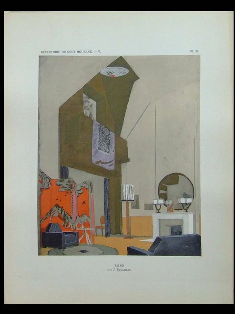 Jacques Ruhlmann Drawing JACQUES-EMILE RUHLMANN, SALON - 1929 - Pochoir, Art Deco EUR 119,00 ...