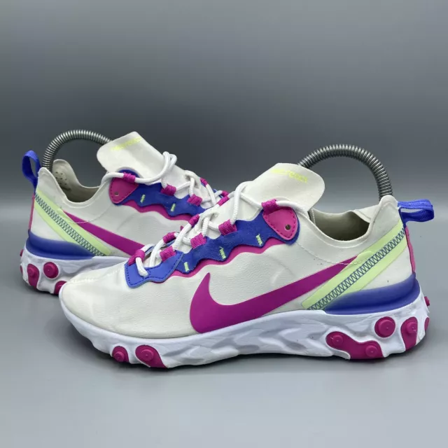 Nike React Element 55 Casual White Fire Pink Shoes Trainers Size UK 5.5 EU 39
