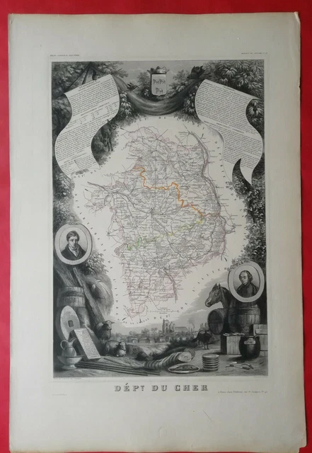 Carte Géographique Ancienne Du Département De L'Ain - Gravure Originale 1869
