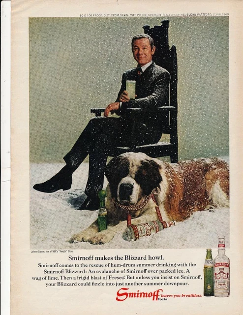 Magazine Ad - 1969 - Smirnoff Vodka - Johnny Carson