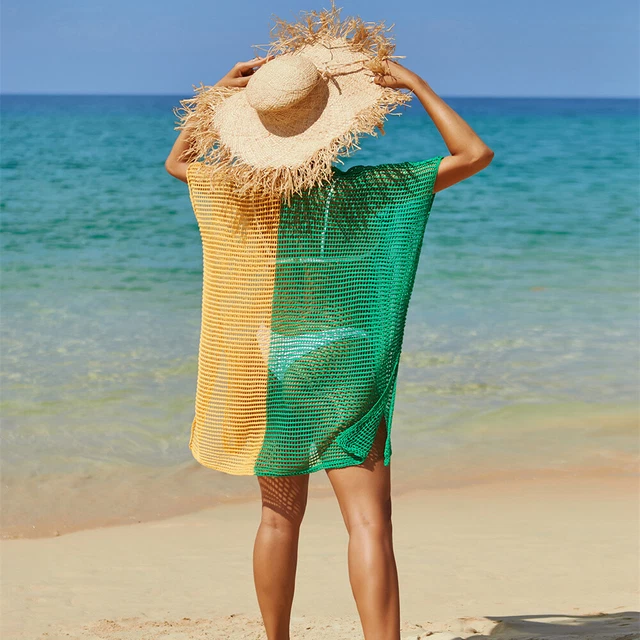 Bikini over camicetta top spiaggia cavi con copertura a maglia