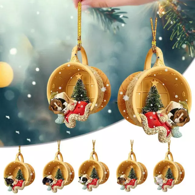 Merry Christmas Cute Pet Dog Ornaments Tree Hanging Decor Figures Pendant AU New