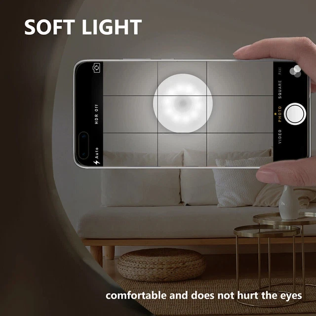 8 LED MOTION Sensor Light Rechargeable PIR USB Portable Cabinet Stair ...