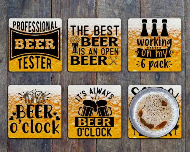 Beer Drink Coasters Set of Six Neoprene - Bar - Funny Quotes