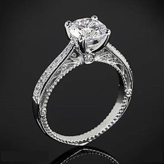 Art Deco Style Brilliant Cut Simulated Diamond Halo Engagement Ring 925 Silver