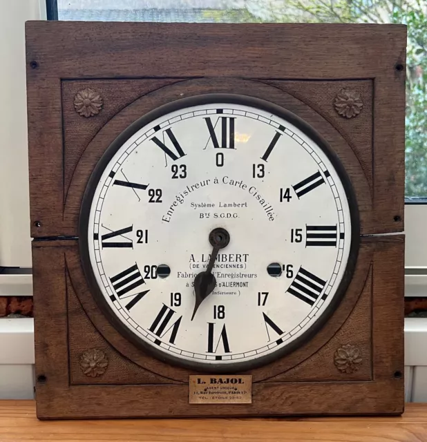 Ecran d'horloge pendule usine ancien Lambert - France 1920