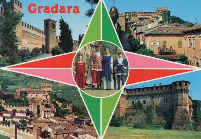 CARTOLINA ITALIA PESARO GRADARA SALUTI VEDUTINE ITALY postcard