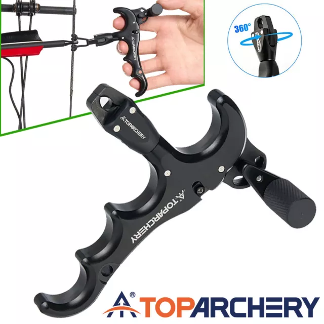 Compound Bow Thumb Release Aids 4 Finger Adjustable 360° Archery Hunting