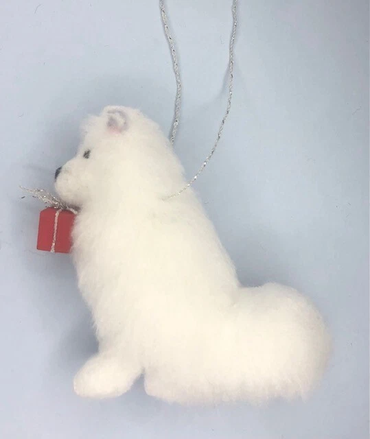 SAMOYED with CHRISTMAS GIFT BOX -  PART NEEDLE FELTED DOG