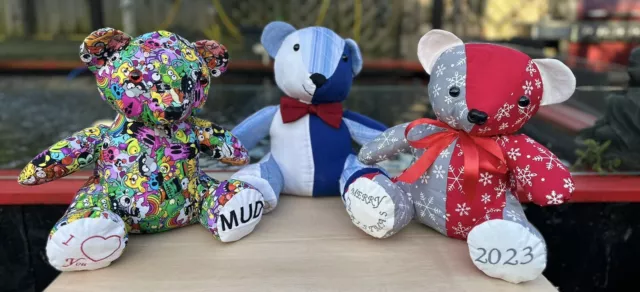 Hand made, personalised memory bears.  gift, mum, dad, christmas bears, Wedding