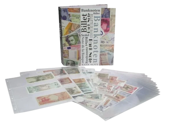 Leuchtturm Banknotenalbum – Für 300 Scheine, Mit 100 Hüllen, Format 245 X 300 Mm