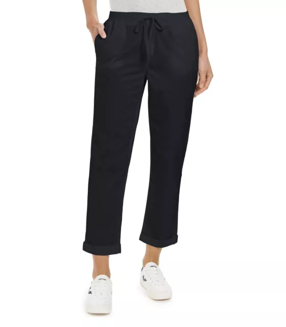 Style & Co. Women's Pull On Cuffed Utility Ankle Pants Deep Black Size 8