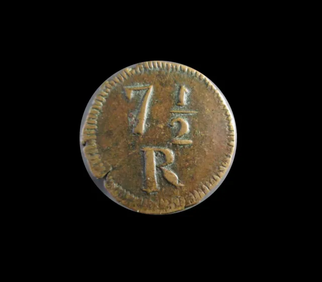 Portuguese India 7 1/2 Reis 1834-1853 Ruler Maria Ii Goa Km 260 #740#