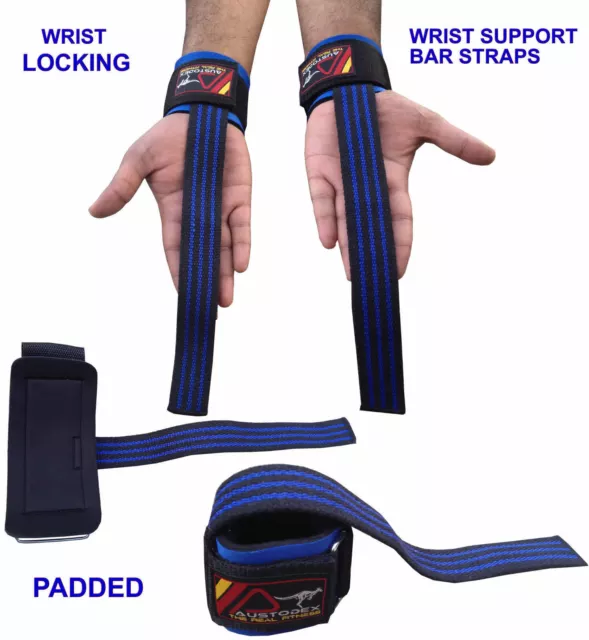 Austodex Weight Lifting Power Bar Wrist Straps wraps Bodybuilding Gym gloves