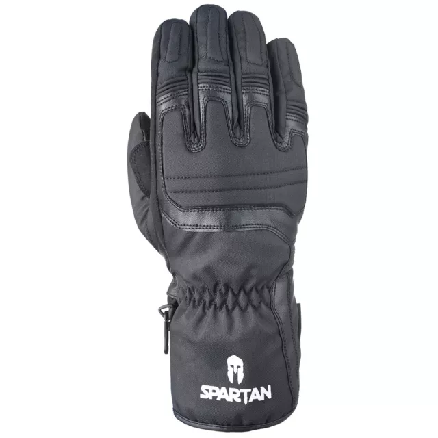 Spartan Leder Textil Weich Gepanzerte Wasserdichte Motorradhandschuhe - Schwarz