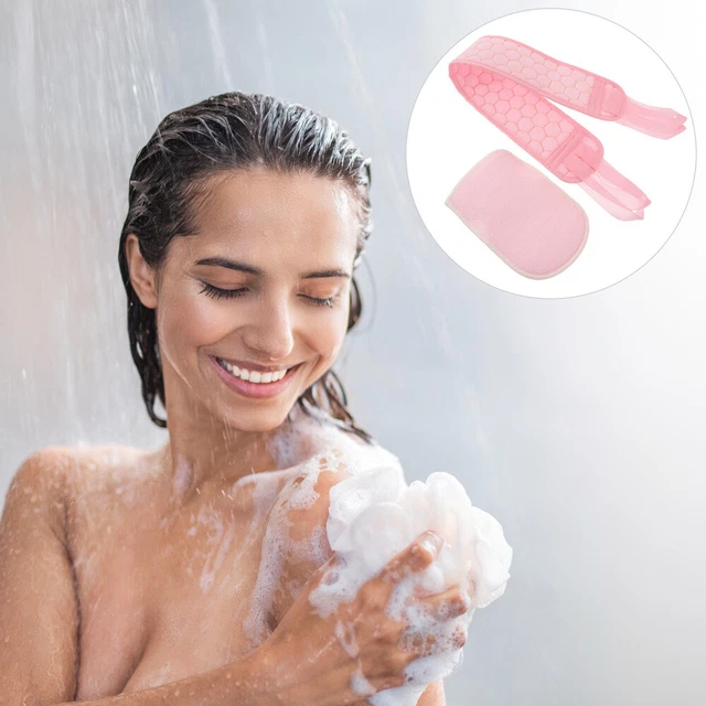 2 piezas toalla de ducha spa para la espalda hombres mujeres mujeres exfoliante corporal baño cepillo de masaje