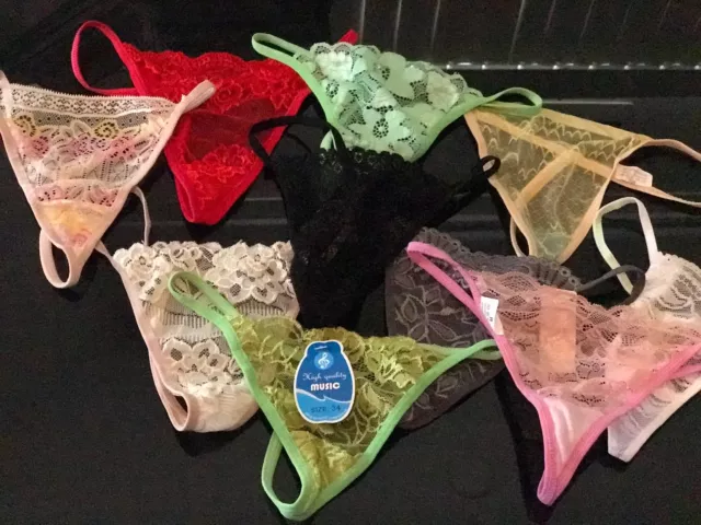 LOT 10 MIXED Women Lace cotton Solid Thong T Back G String Panties