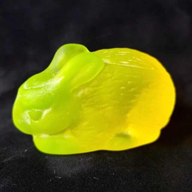 Uranium Rabbit Vaseline Frosty Yellow Glass Figurines Uranum Glass Hare
