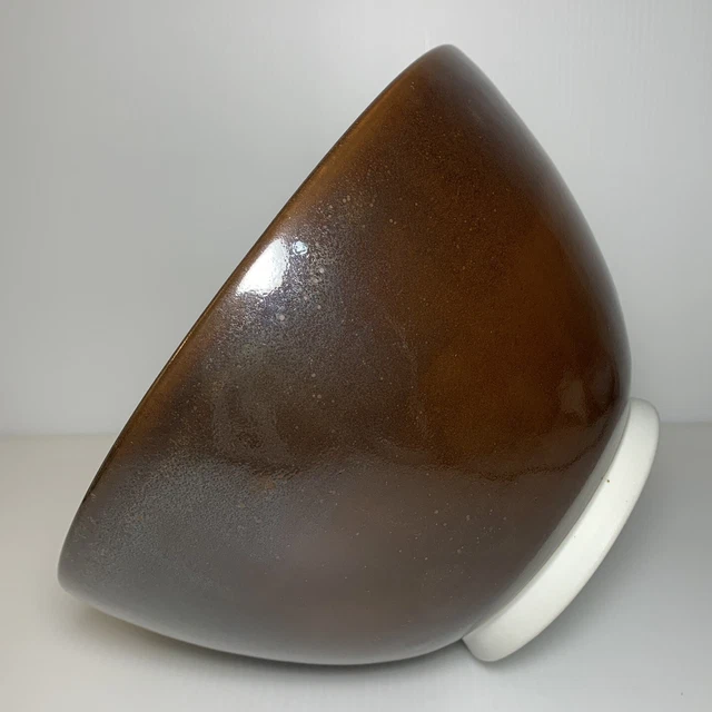 Studio Art Pottery Speckled Brown Glaze Wheel Thrown Mixing Bowl 8.5" Signed