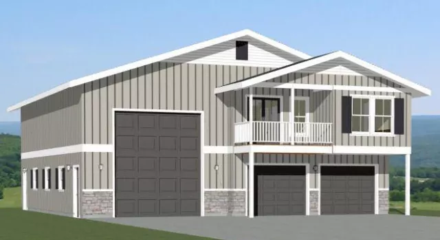 44x48 Apartment with 2-Car 1-RV Garage - PDF FloorPlan - 1,645 sqft - Model 1F