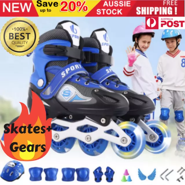 Adjustable Sizes Rollerblades Inline Skates Blades Girl Boy Roller Shoes Kids AU