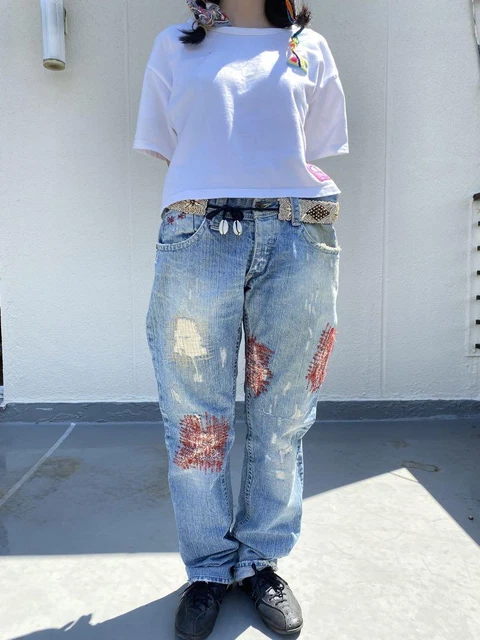 Met Damage Embroidery Made In Italy Denim Jeans