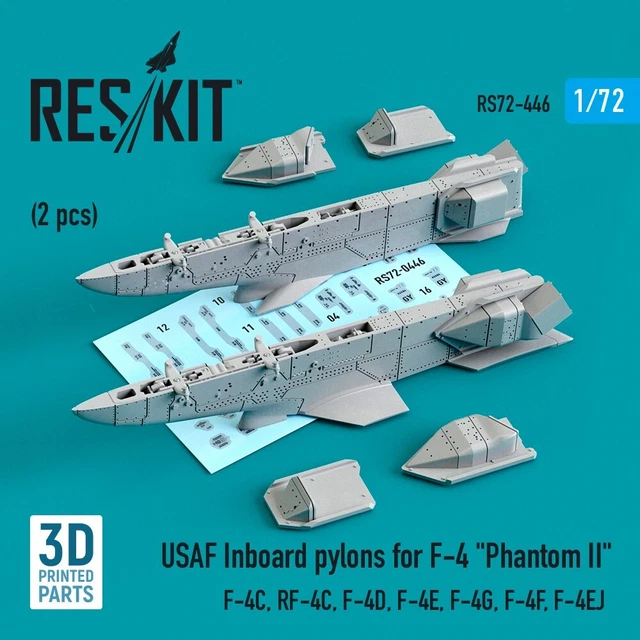 USAF Inboard pylons for F-4 "Phantom II" (2 pcs) 1/72 ResKit RS72-0446 USAF Inboard pylons for F-4 "Phantom II" (2 pcs) 1/72 ResKit RS72-0446
