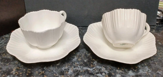 Vintage Coalport White Bone China Tasse und Untertasse gebraucht x 2