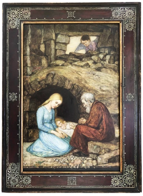 M. Schiestl Nacimiento de Cristo Pesebre Navidad Natividad Scene Pintura