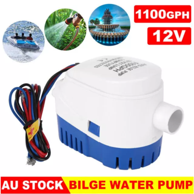 1100GPH 12V Boat Automatic Submersible Water Bilge Pump Auto With Float Switch