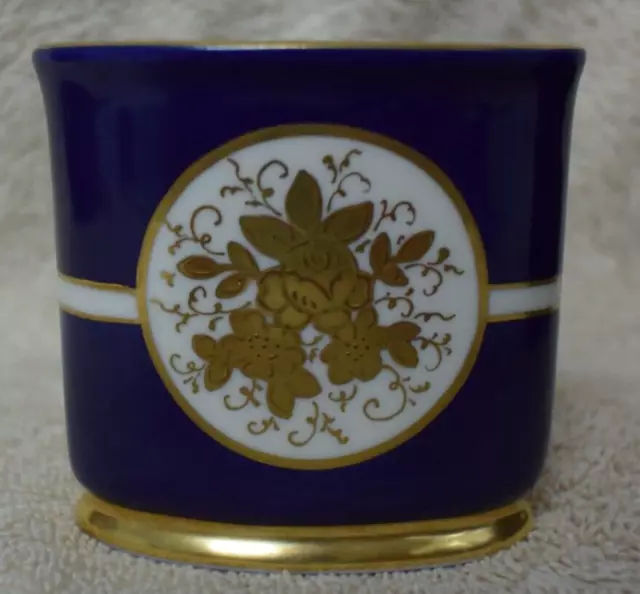 ECHENBACH Bavaria Porcelain Cobalt Blue & Gold China Toothpick Holder  RARE