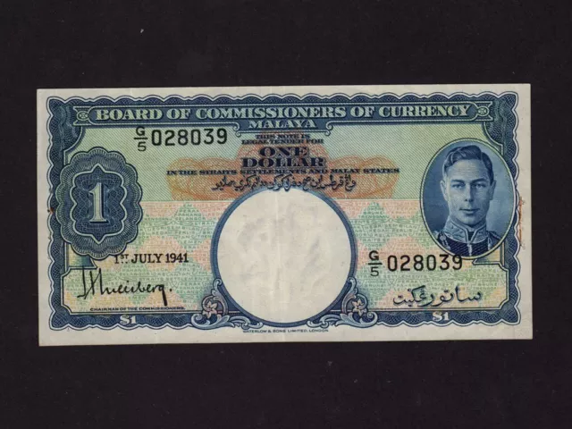 Malaya:P-11, 1$, 1941 * King George VI * VF-EF * NR ! *