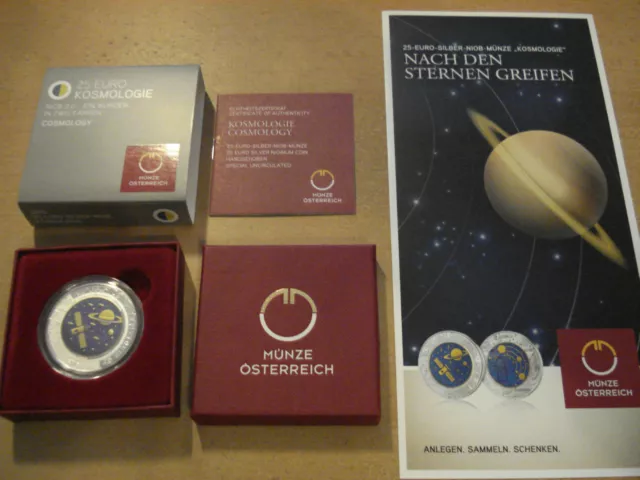 25 Euro Niob Silber KOSMOLOGIE 2015 Österreich Silber Niobium ! -